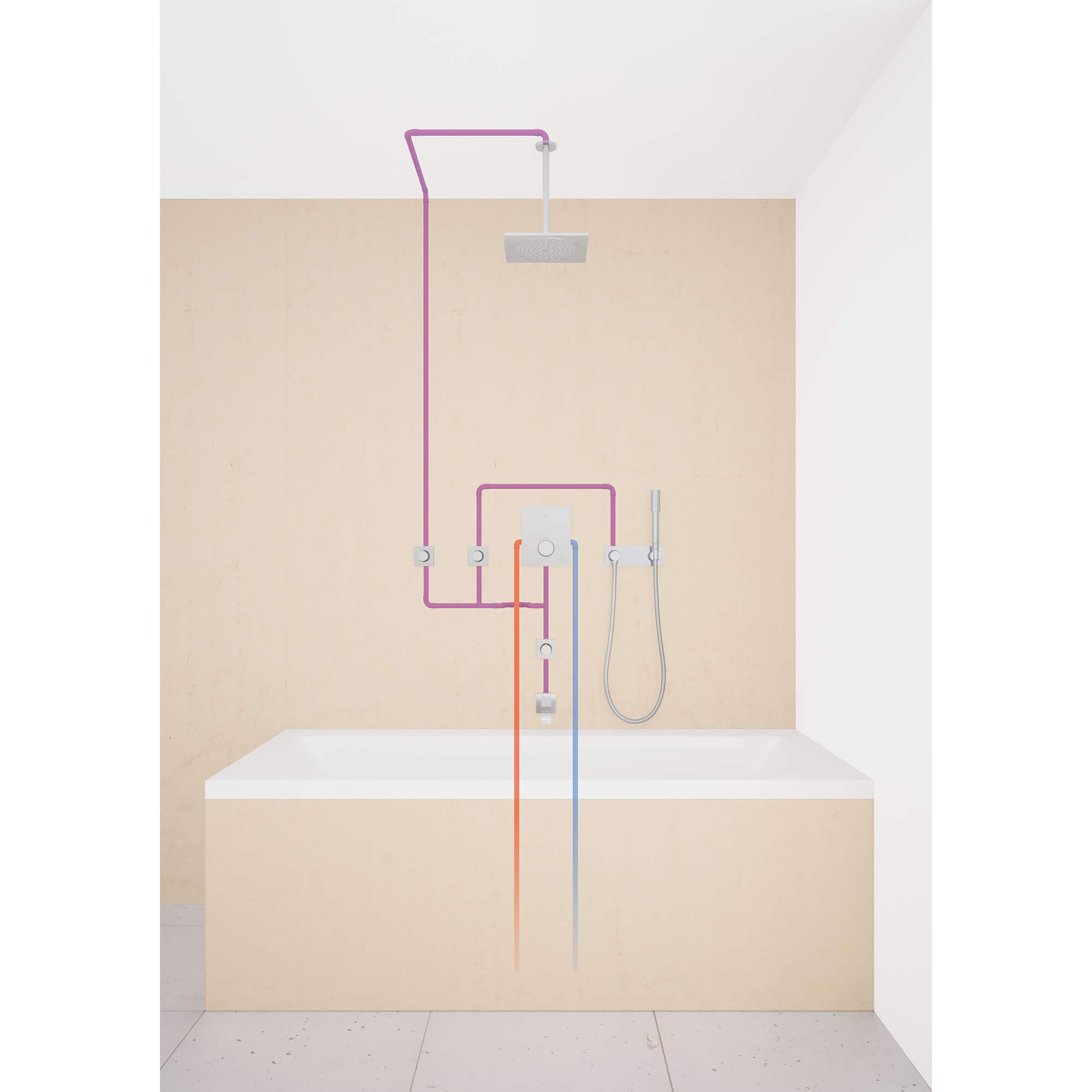 Wall Union With Integrated Hand Shower Holder